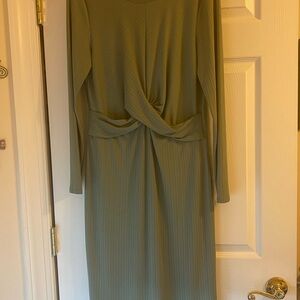 Nine West Olive Long Sleeve Twist Dress